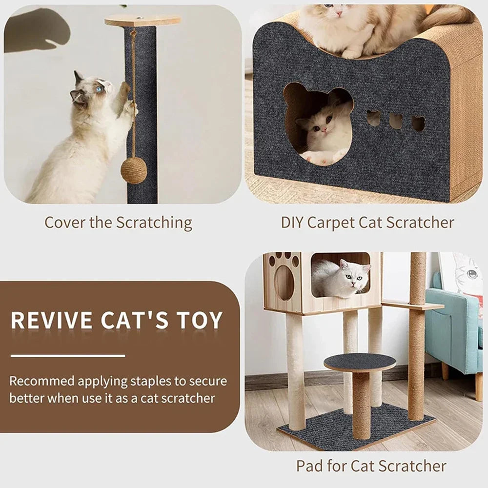 Cat Scratching Board Mat Level Cat Floor Scratching Board Carpet with Adhesive Velcro Tape Protects Sofa and Carpet