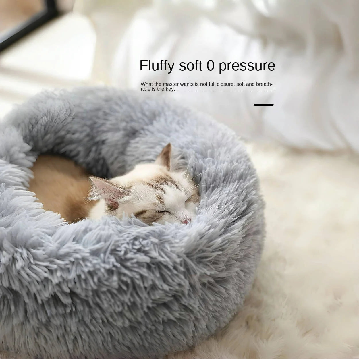 Warm Long Plush Pet Cat Bed Enclosed round Cat Cushion Comfortable Sleep Bag Cat Nest Kennel for Small Pet Cat Dog