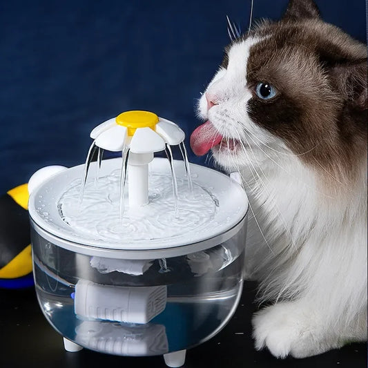 Automatic Circulating Pet Water Fountain Cat Mute Water Dispenser Dog Transparent Petal Water Filter off Water Power Outage