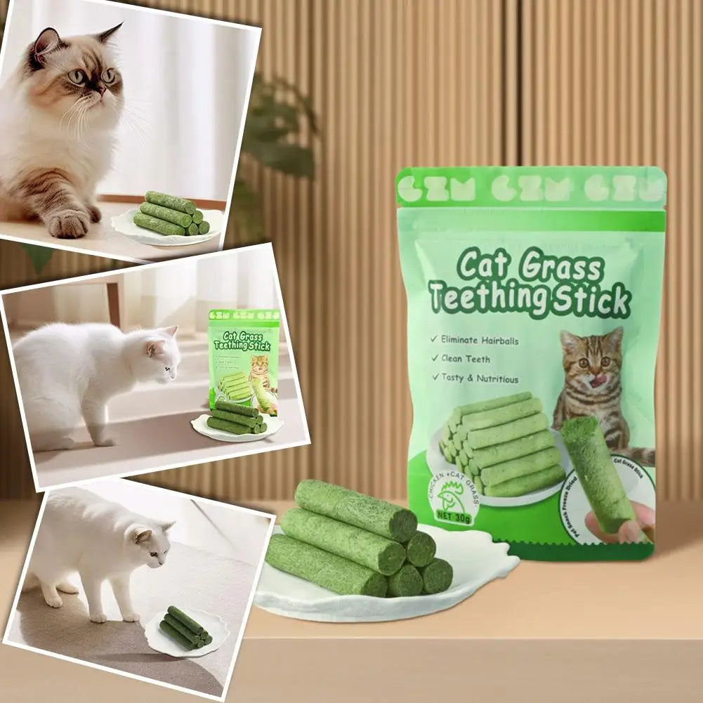 6 Sticks/Box Cat Grass Teeth Grinding Stick Pet Snacks Kitten Eat Mild Row Teeth Removal Hairball Hair Cleaning Cat to Read F8N8