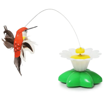 Interactive Cat Toy Cat Teaser Pet Supplies with 360 Degree Rotating Flying Bird Bee Butterfly and Flower Base